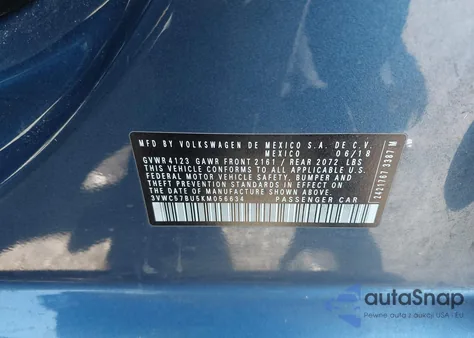 2019 Volkswagen Jetta 1.4T R-Line/1.4T S/1.4T Se из США, поврежденный, VIN 3VWC57BU5KM056634